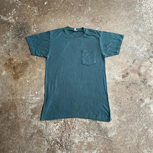 Vintage Green Single Stitch Pocket T-Shirt - M