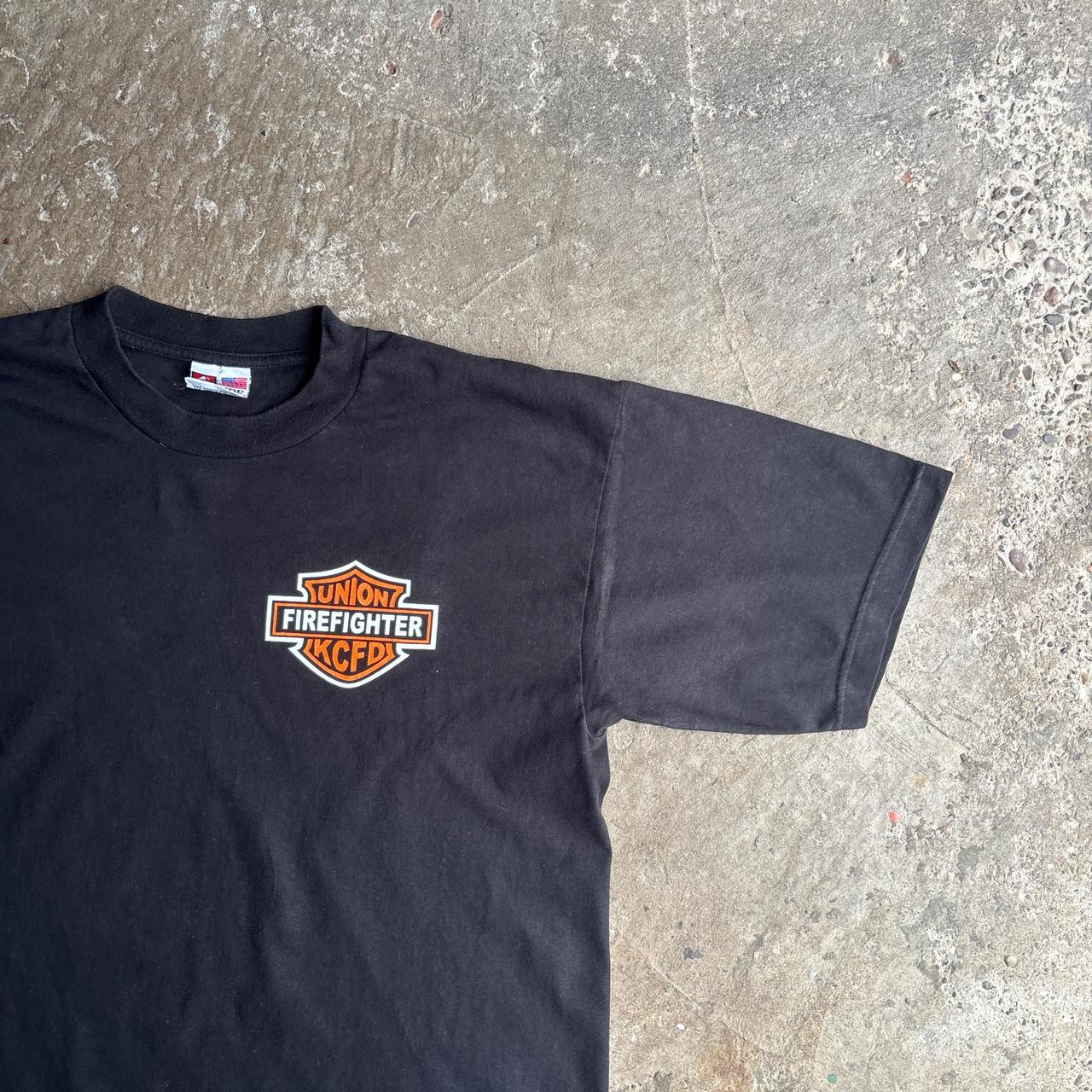 Black Graphic Firefighter T-Shirt - XL