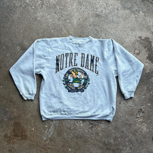Notre Dame ‘fightin Irish’ Grey Sweatshirt with funny leprechaun graphic