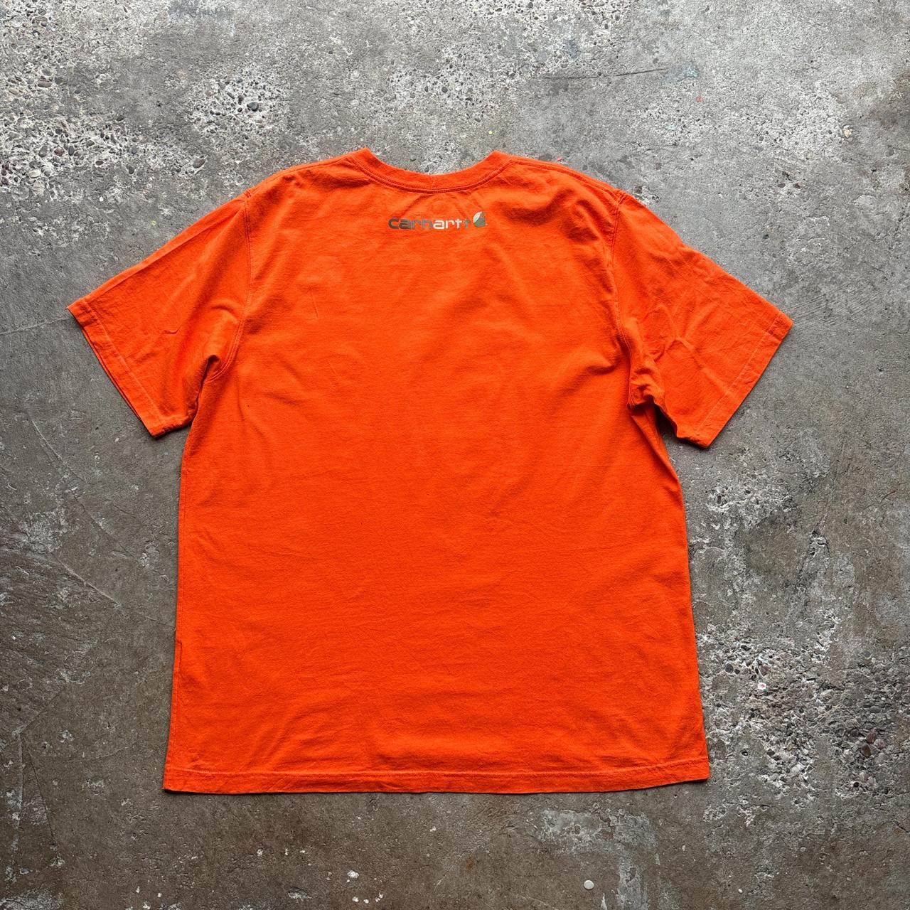 Orange Carhartt t-shirt with camo spell out logo - XL