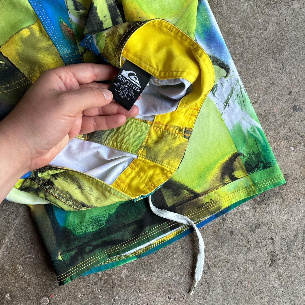 00s Quiksilver green and yellow board shorts