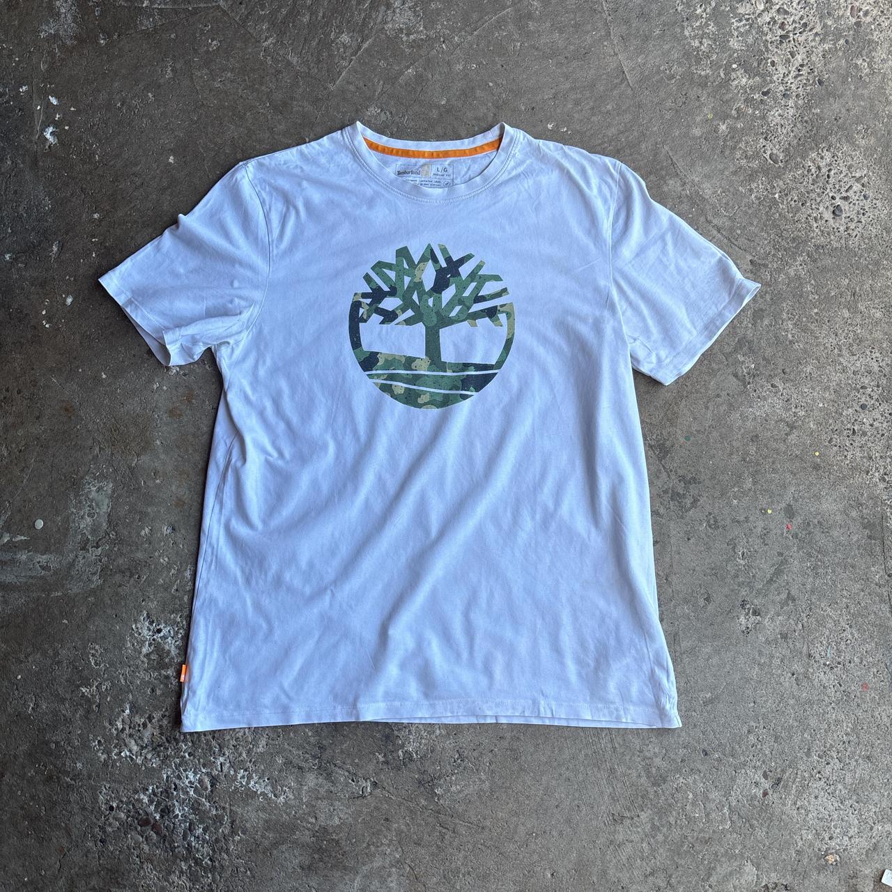White Timberland Camo Graphic Logo T-Shirt