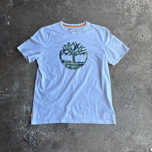 White Timberland Camo Graphic Logo T-Shirt