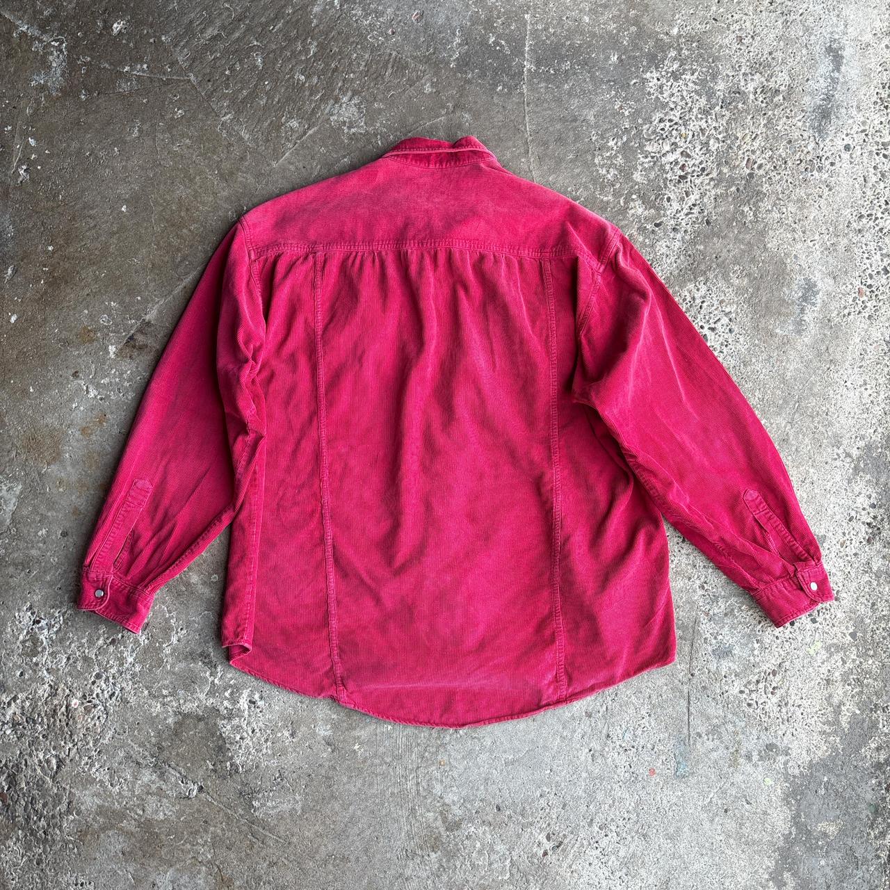 Red Corduroy Button-Up Shirt - XL