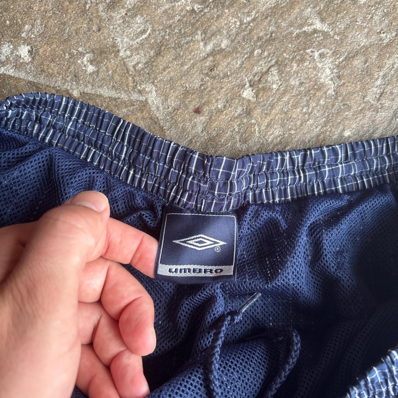 00s Navy and white chequered Umbro Shorts - XXL