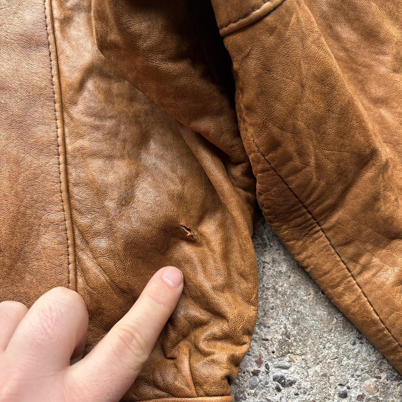Vintage Brown leather jacket with button up front