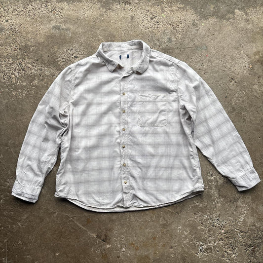 Vintage cream corduroy chequered shirt - XXL