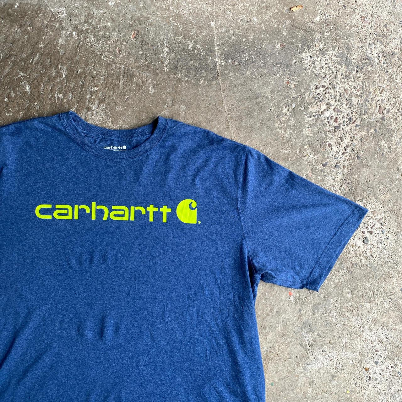 Blue Carhartt Graphic Text T-Shirt - XL