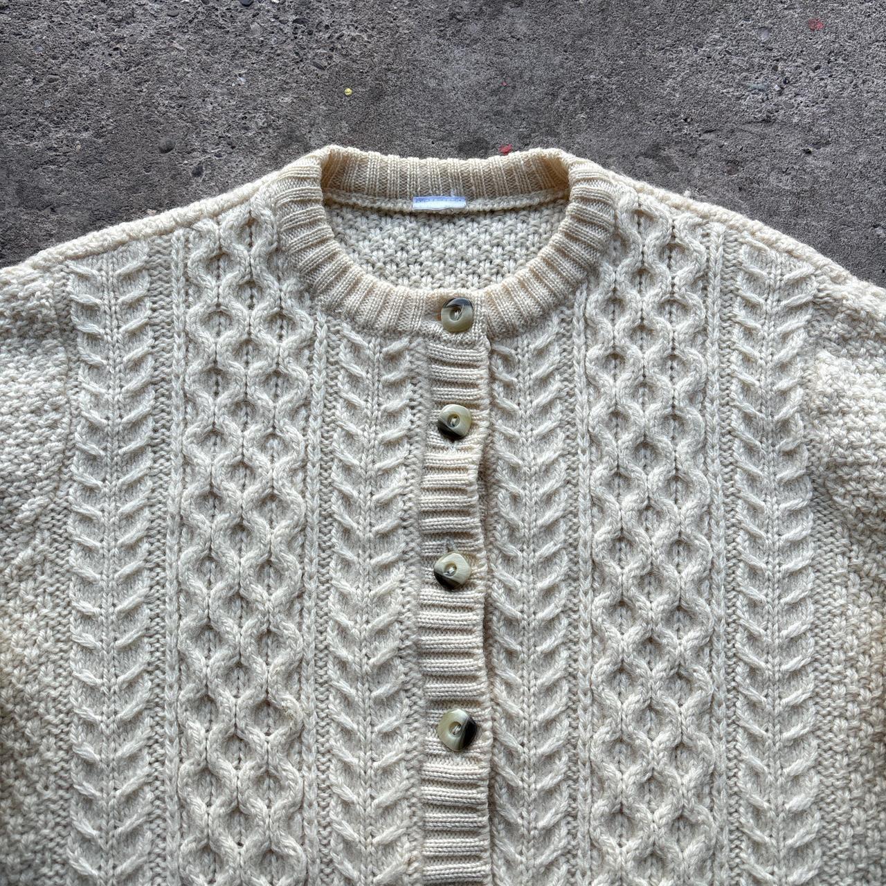 Hand knit cream cable knit cardigan