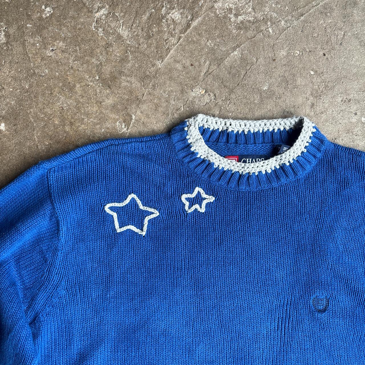 Blue Vintage Chaps Customised Knit Sweater - L