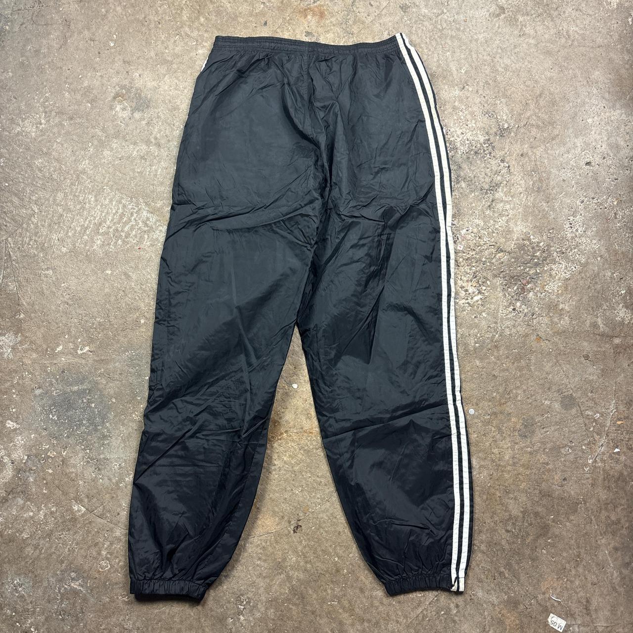 90s Adidas black track pants with white stripes