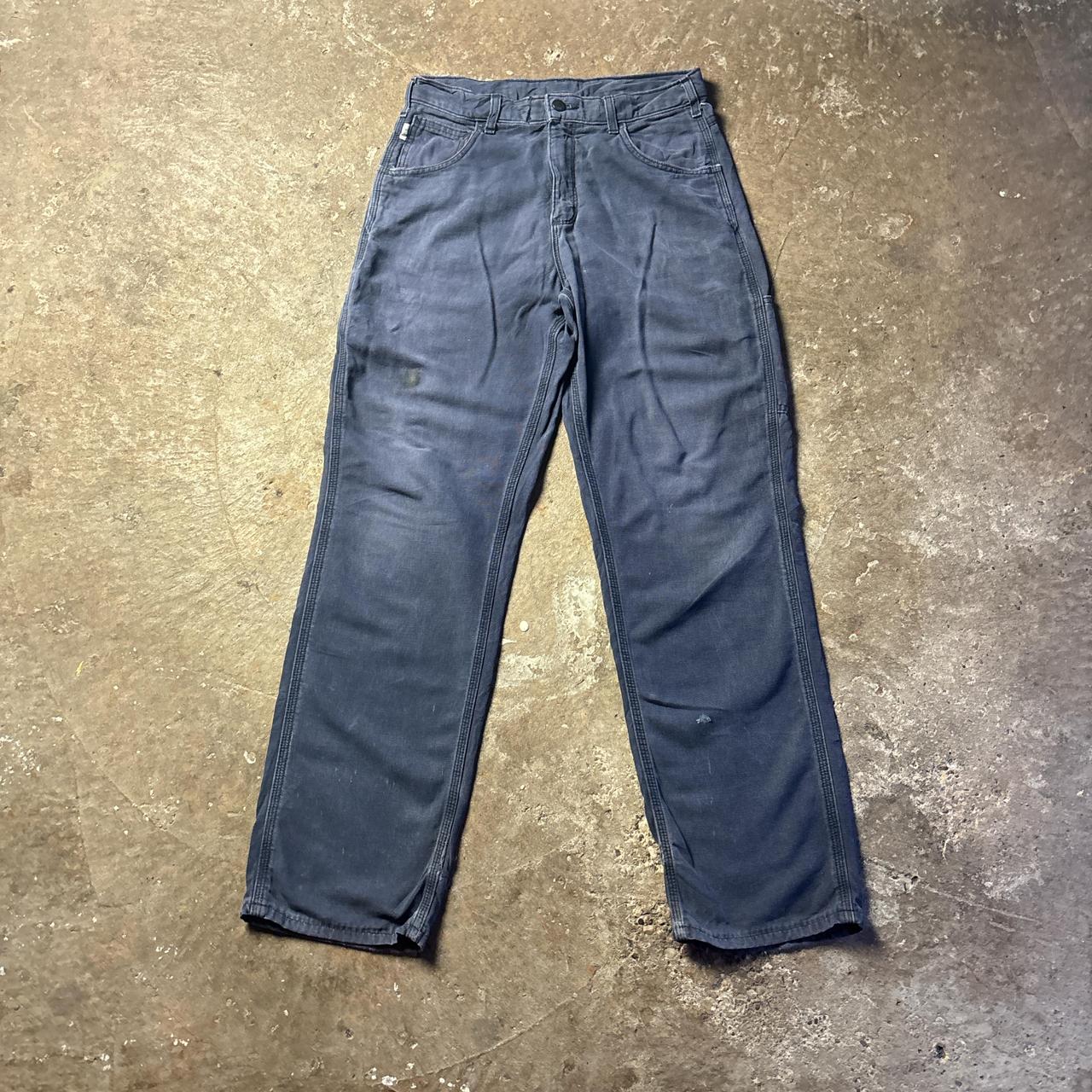 Navy Carhartt FR Cotton Carpenter Trousers - W31