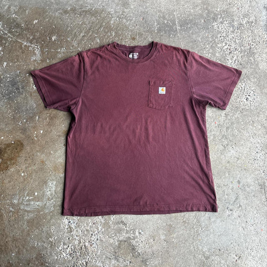 Burgundy Carhartt Single Pocket T-Shirt - XL