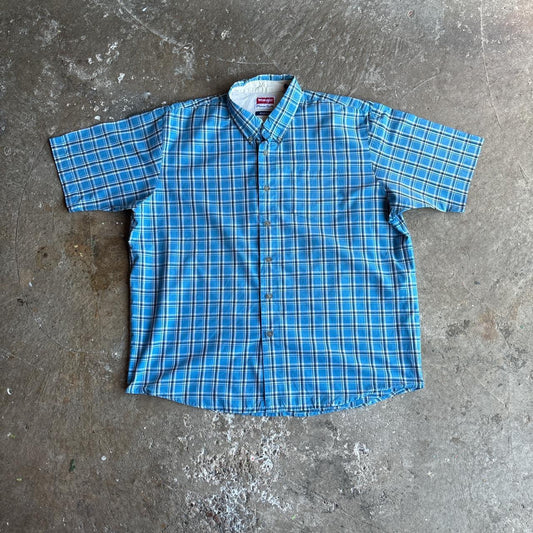 Blue & White Checkered Wrangler Short Sleeve Shirt