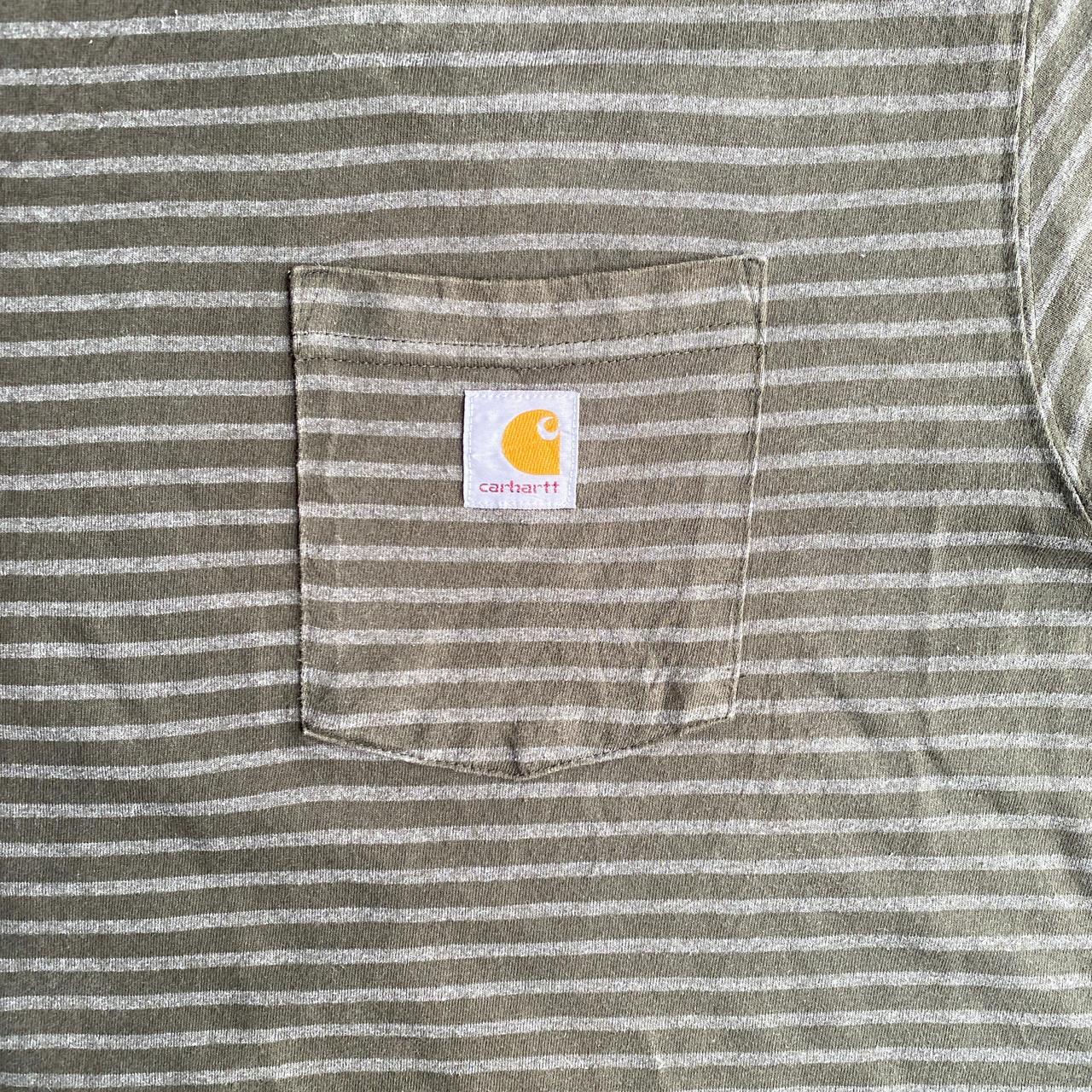 Khaki Green & Grey Striped Carhartt T-Shirt - 2XL (tall)