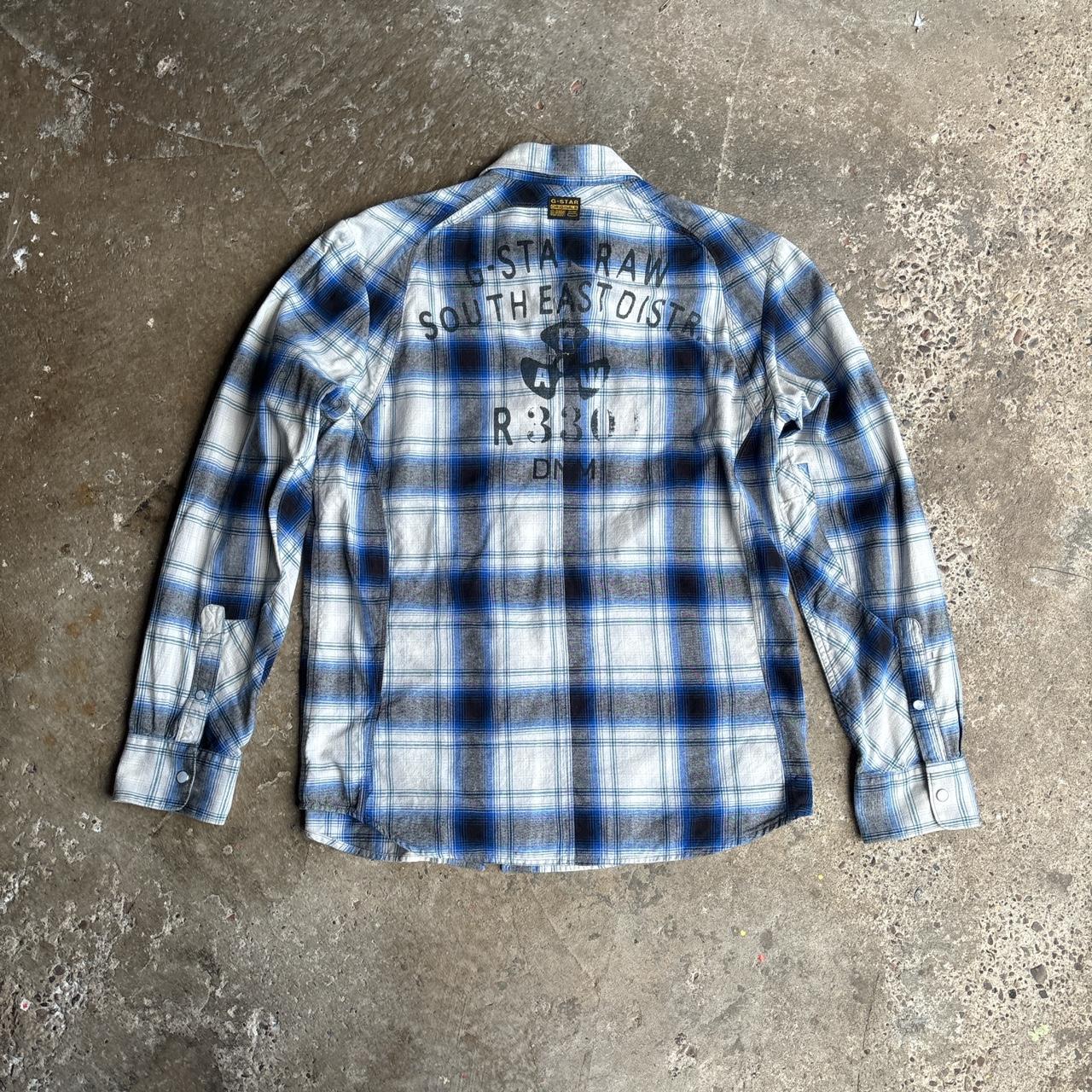 Blue Checkered G-STAR RAW Long Sleeve Shirt