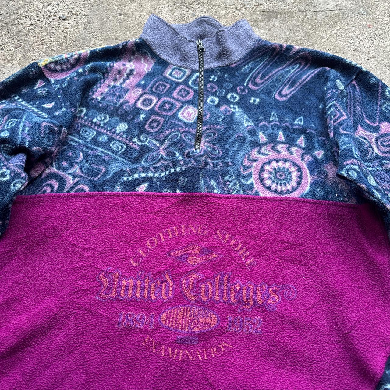 Vintage crazy quarter-zip fleece with purple and grey panels