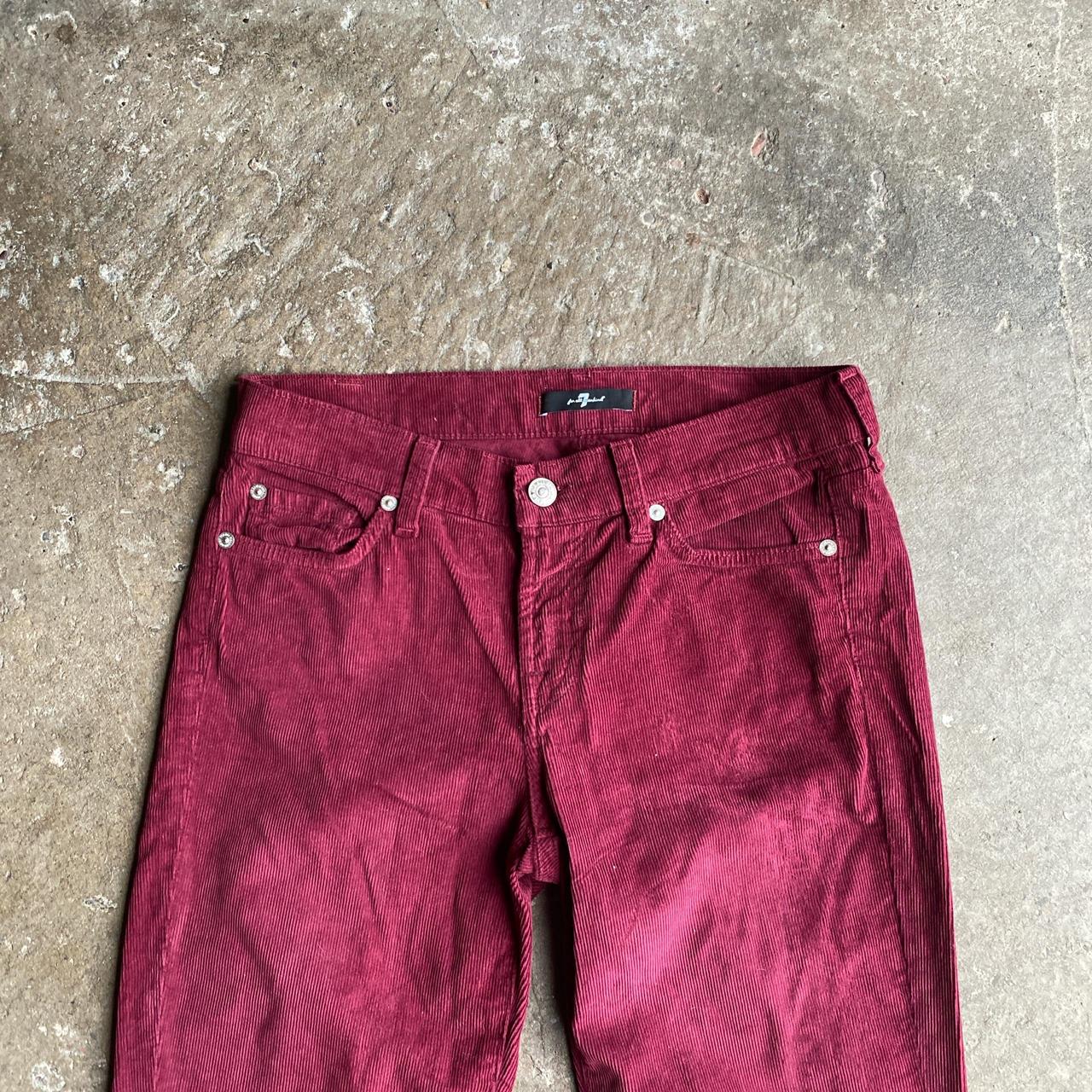 Women’s Burgundy Corduroy 7 For All Mankind Trousers - W26