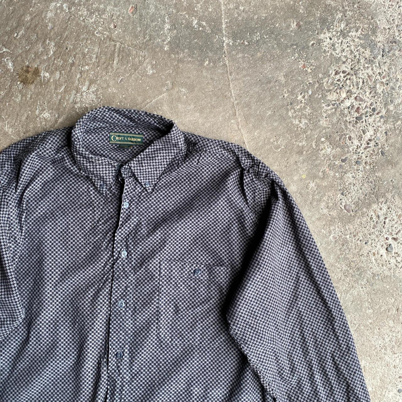 Black & Grey Checkered Long Sleeve Button Up Shirt - L