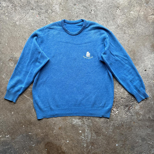 Blue wool jumper with Giant’s Causeway embroidered logo