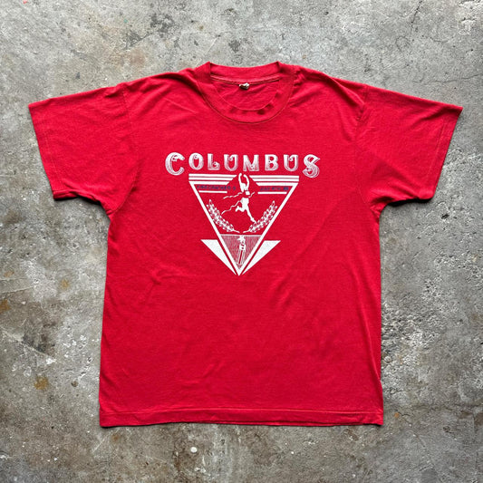 80s Red Columbus graphic tee