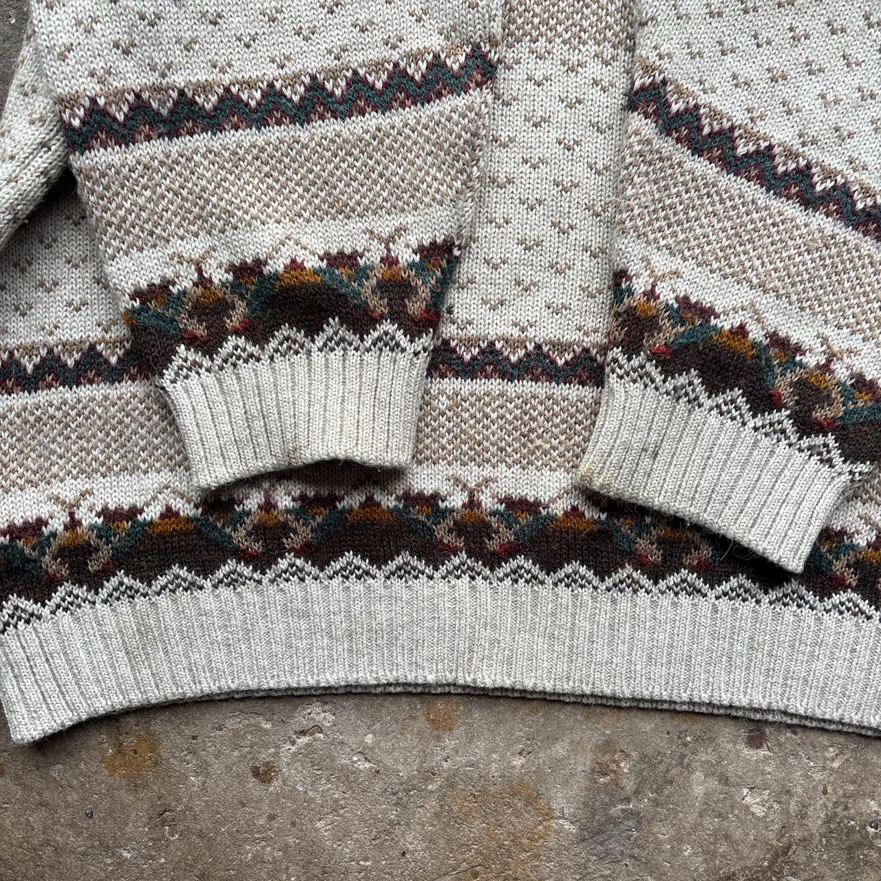 Cream and brown vintage wool sweater