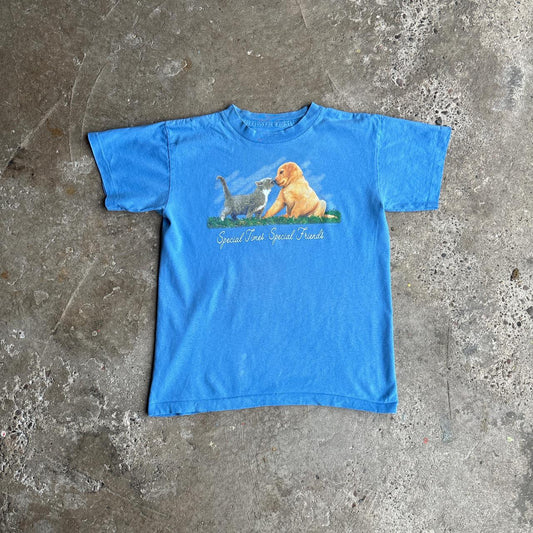Vintage Blue Cute Graphic Animal Baby T-Shirt - L (women’s baby t-shirt)