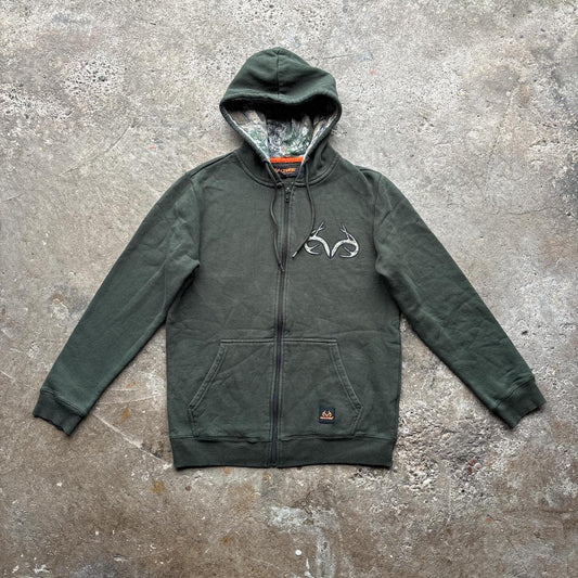 Olive Green Realtree zip-up hoody with embroidered logos