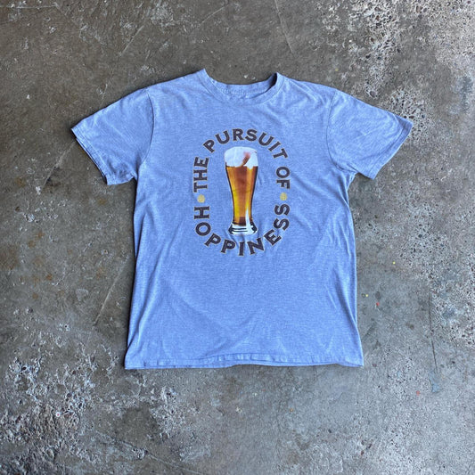 Funny Grey Graphic Beer T-Shirt - M
