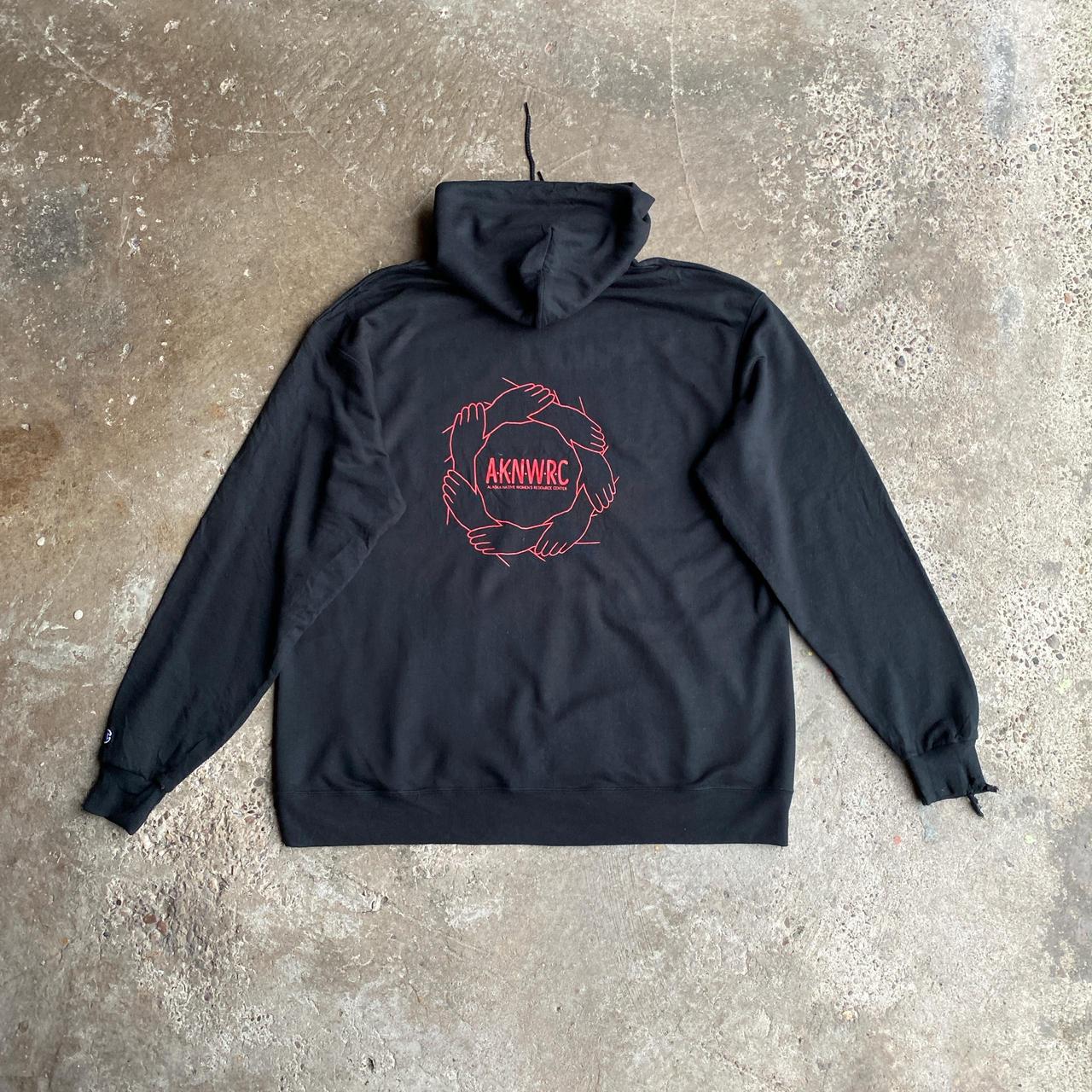 Black & Red Graphic Champion Hoodie - XL