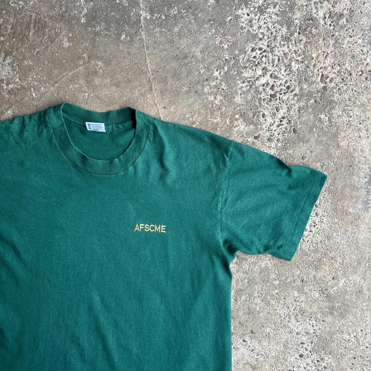 Vintage Green Embroidered Text T-Shirt - L