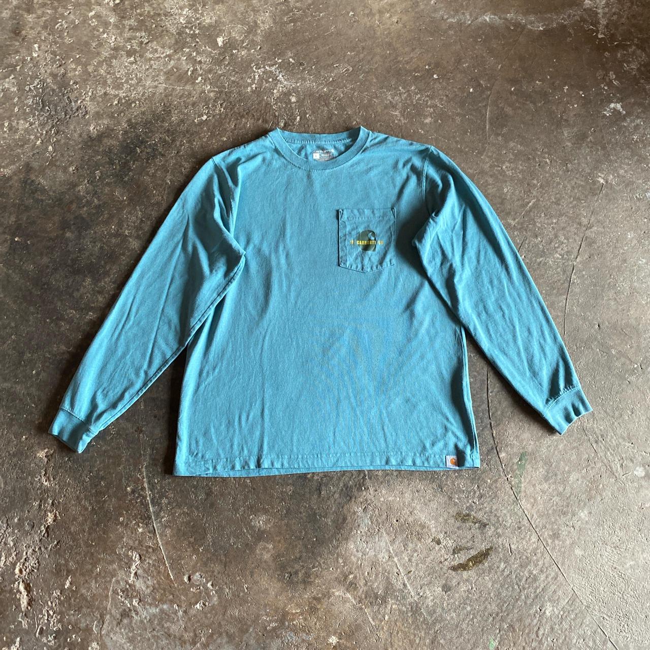 Blue Long Sleeve Carhartt Graphic T-Shirt - L