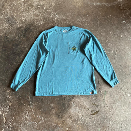 Blue Long Sleeve Carhartt Graphic T-Shirt - L