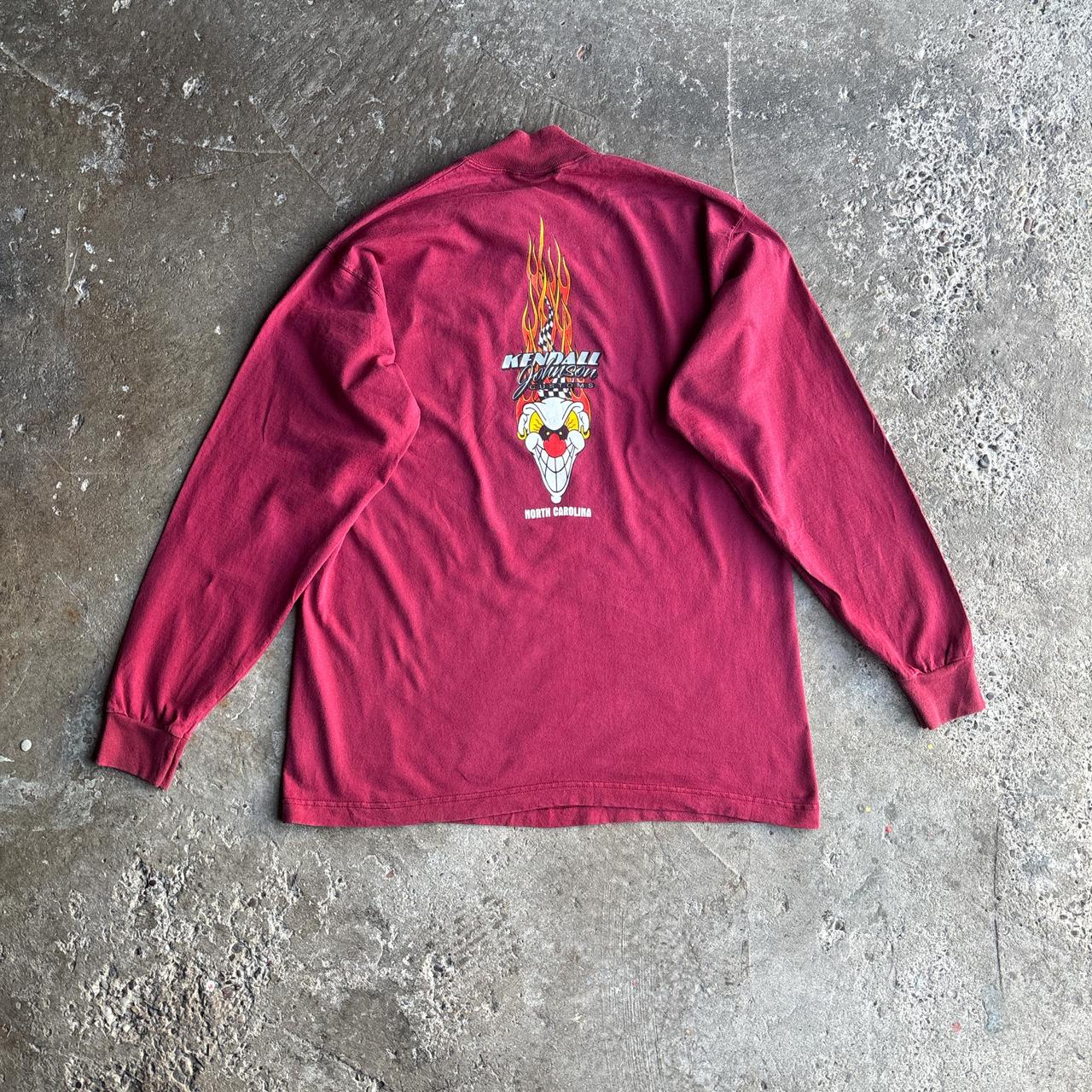 Burgundy Mock Neck Graphic Long-Sleeve T-Shirt - L