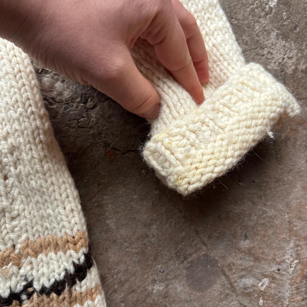 Cream 100% wool hand knit cardigan