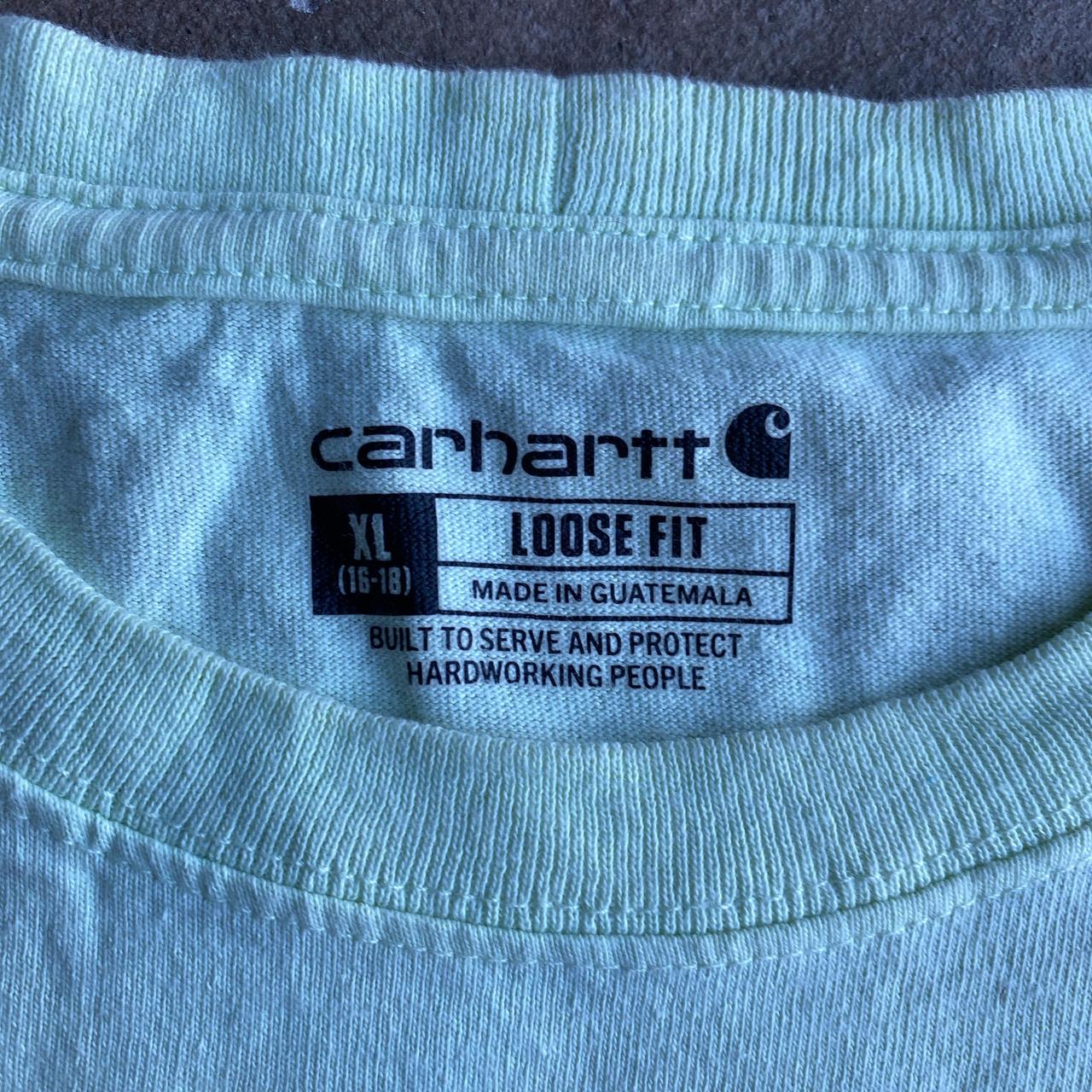 Lime Carhartt Women's Loose Fit Heavyweight Long Logo Sleeve T-Shirt - XL