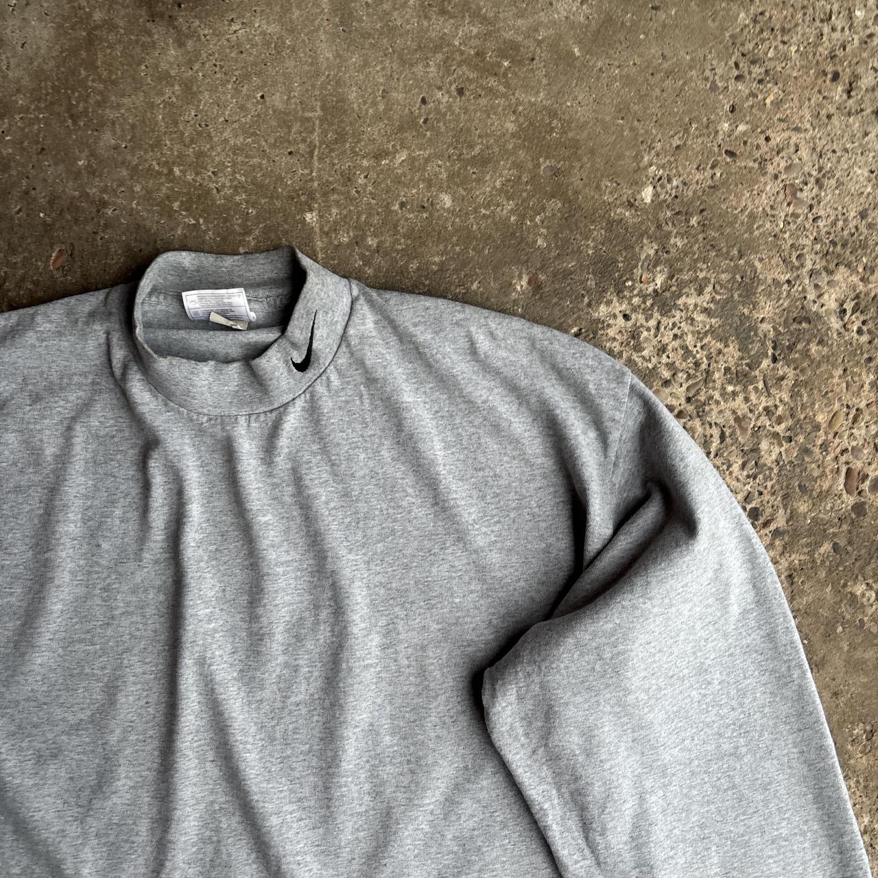 Grey Nike Long-Sleeve Mock Neck T-Shirt - XL
