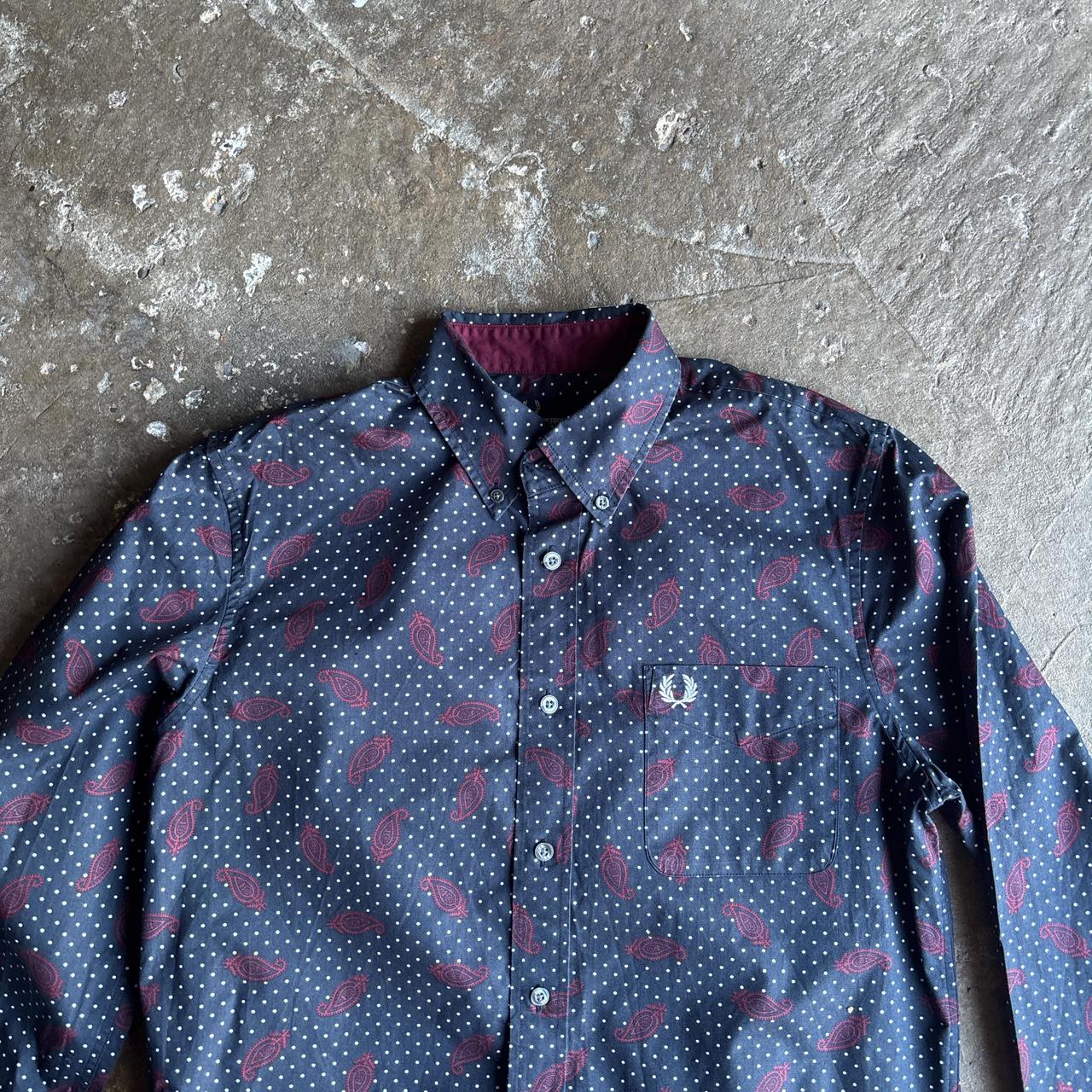 Navy Paisley Fred Perry x Drakes Long Sleeve Shirt