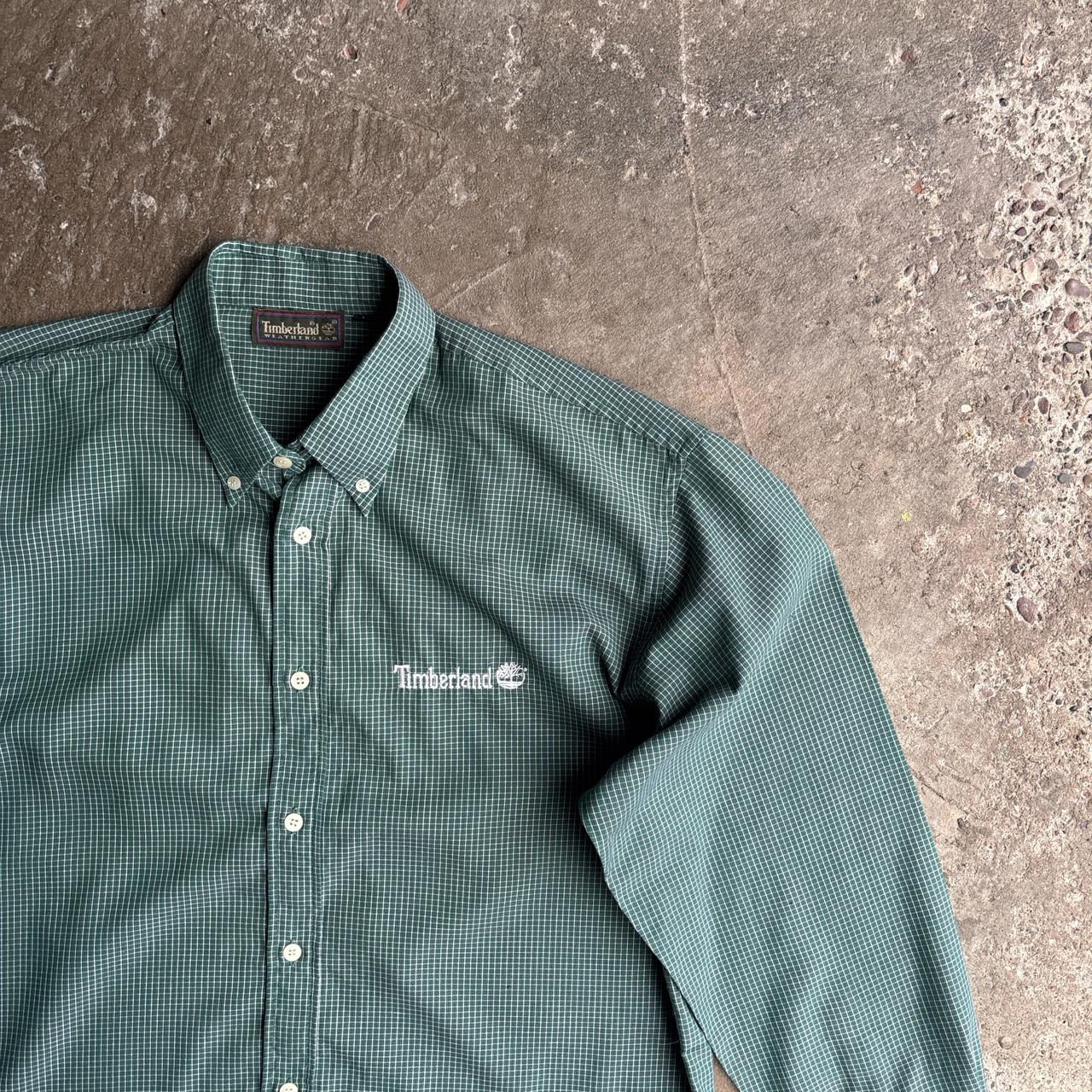 Green Checkered Timberland Long-Sleeve Shirt - L