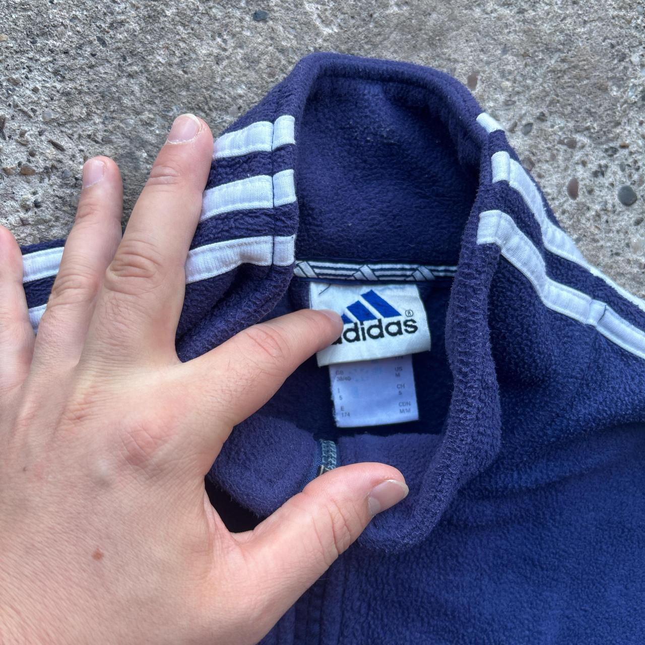 90s Navy and white Adidas fleece - L