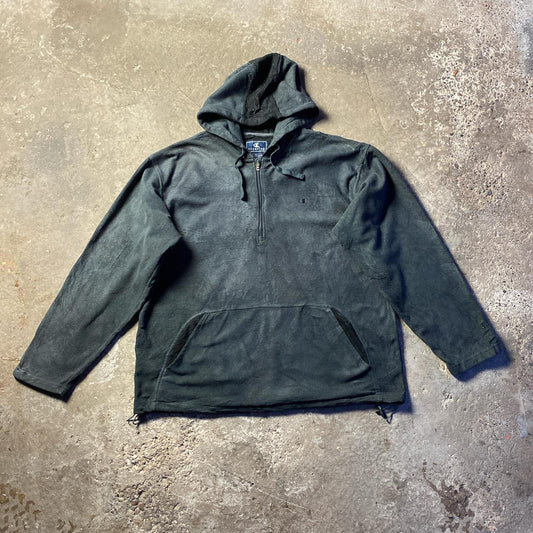 Black Champion Quarter Zip Hooded Fleece - XL