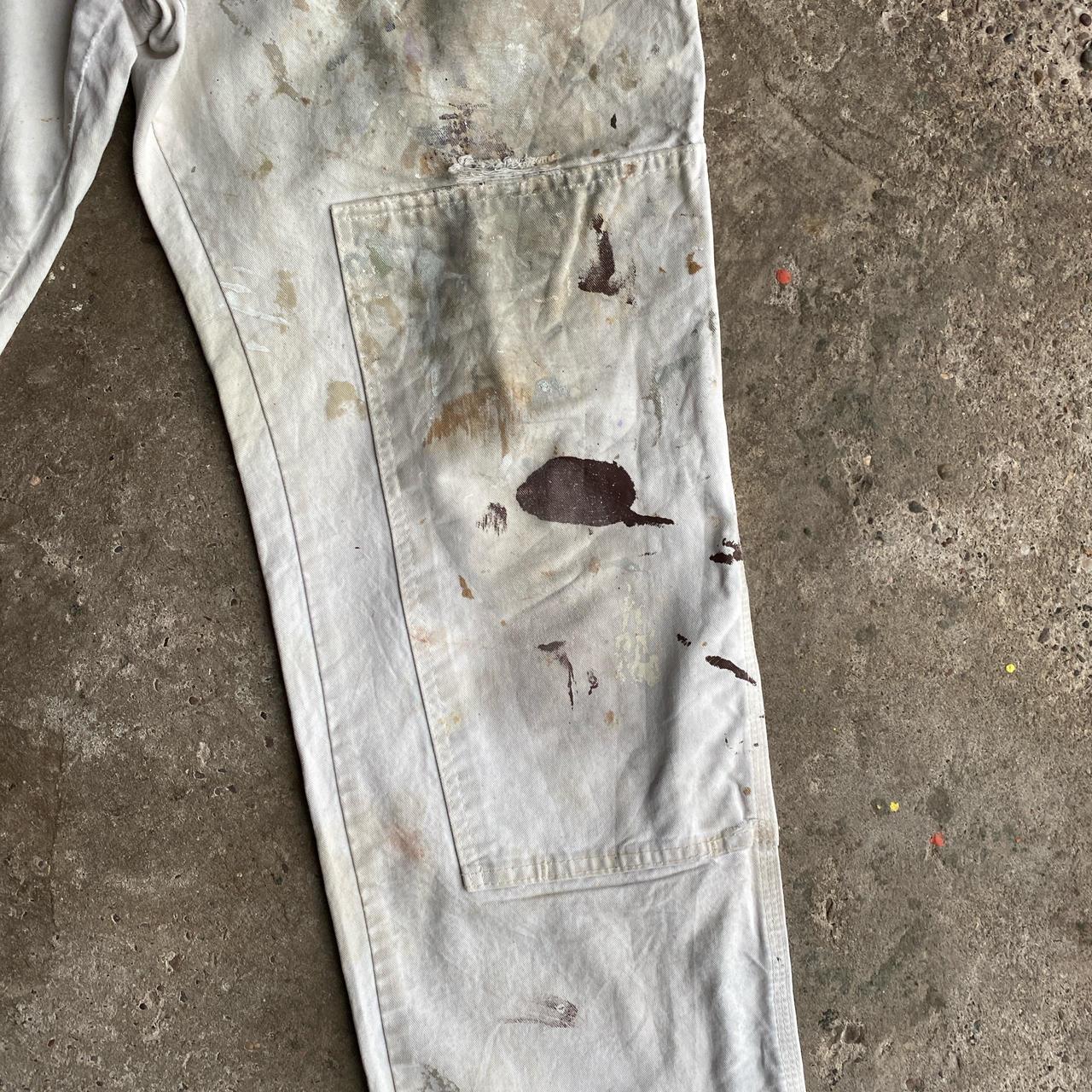 White Distressed Dickies Double Knee Carpenter Pants - W36