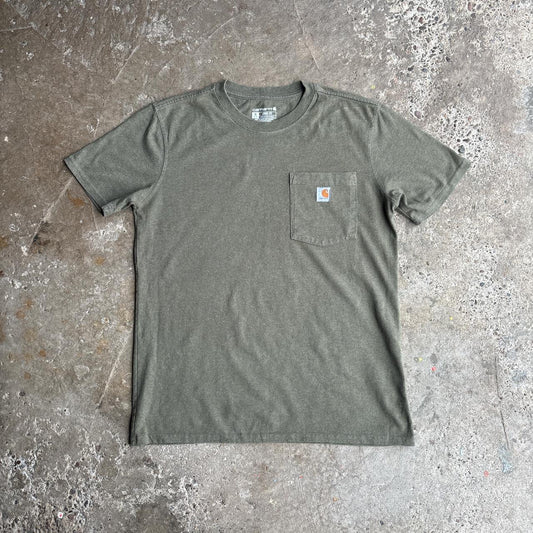 Khaki Green Carhartt Pocket T-Shirt - M (women’s)