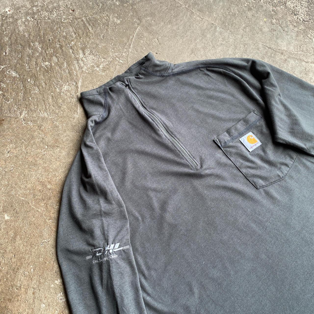 Grey Carhartt Quarter Zip Pullover Sweatshirt - M