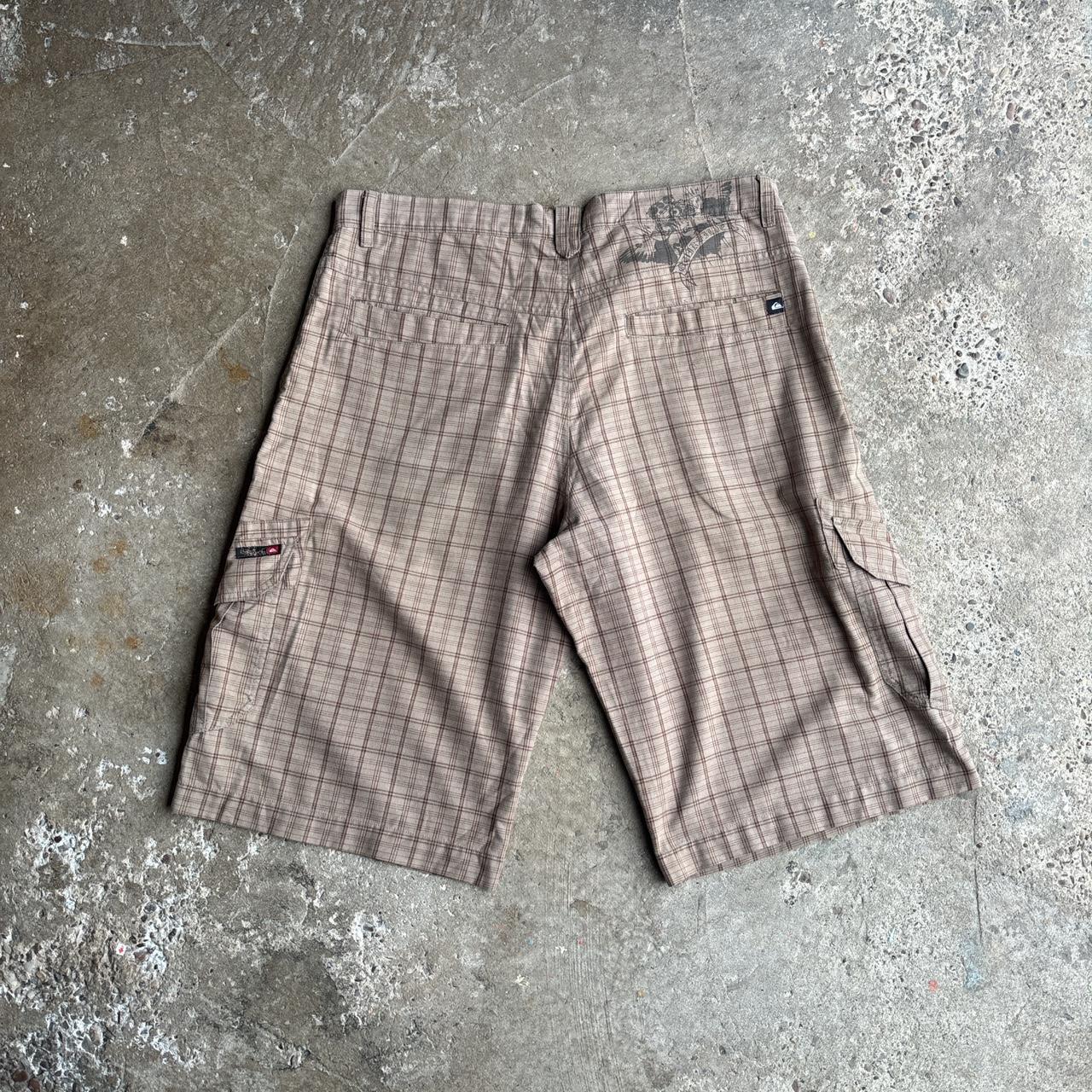 Brown Checkered Quiksilver Y2K Cargo Shorts