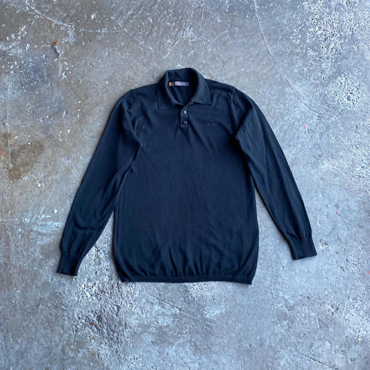 Vintage Black Ben Sherman Button Long Sleeve Polo Shirt - S