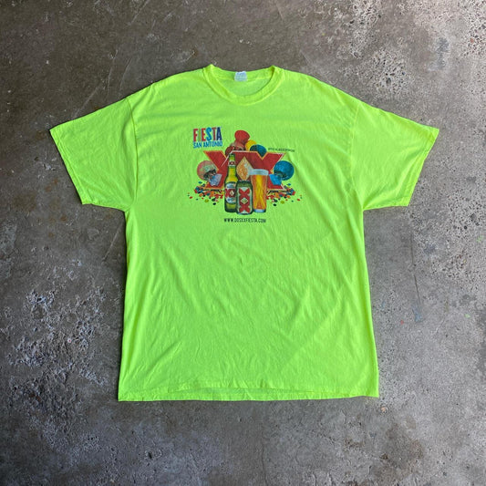 Vibrant Green Fiesta San Antonio Beer Graphic T-Shirt - 2XL