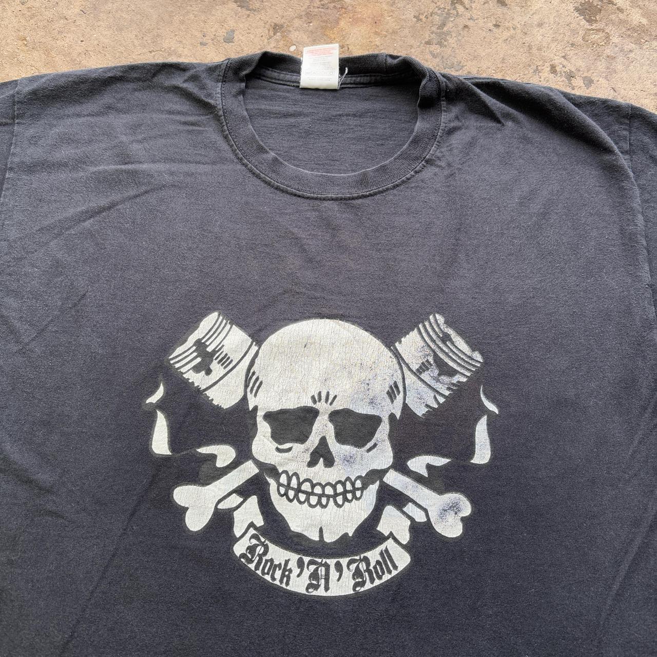 Black graphic tee with skull print