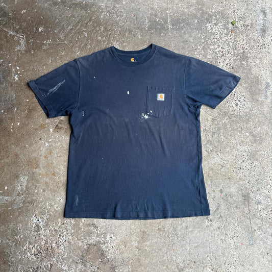 Navy Paint Splattered Carhartt T-Shirt