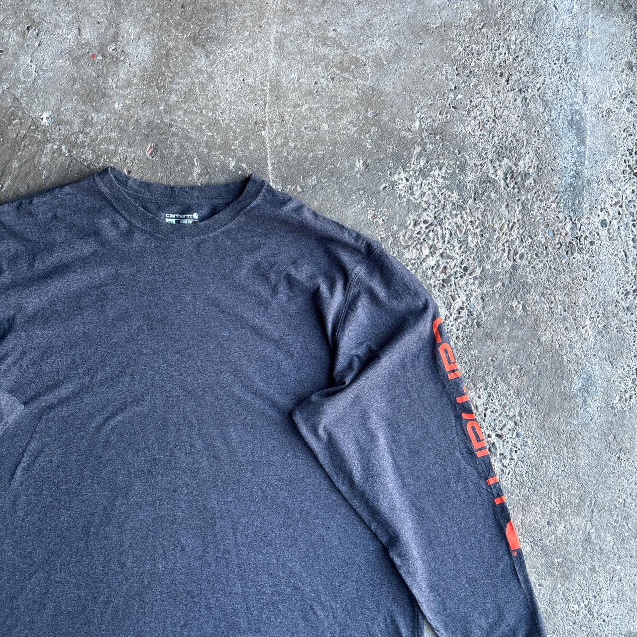 Grey Long Sleeve Carhartt Text Graphic T-Shirt - 2XL